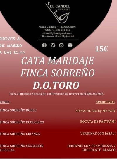 CATA-MARIDAJE de los vinos de la bodega SOBREÑO